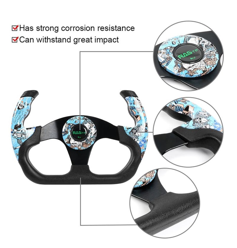 RASTP Universal Racing Steering Wheel, 12.8"/325mm Graffiti Pattern Sim Racing Steering Wheel (Blue) - Image 3